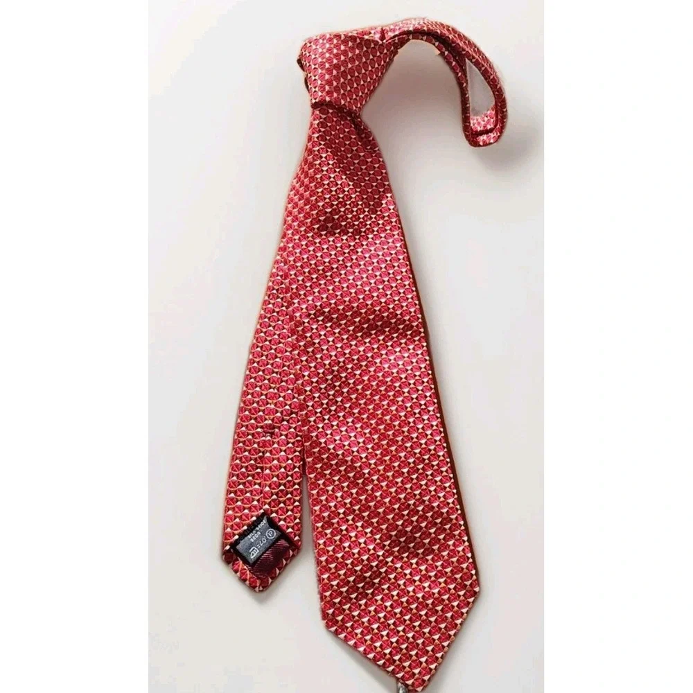 Ermenegildo Zegna Red Jacquard men's Silk Tie necktie‎ designer luxury